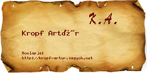 Kropf Artúr névjegykártya